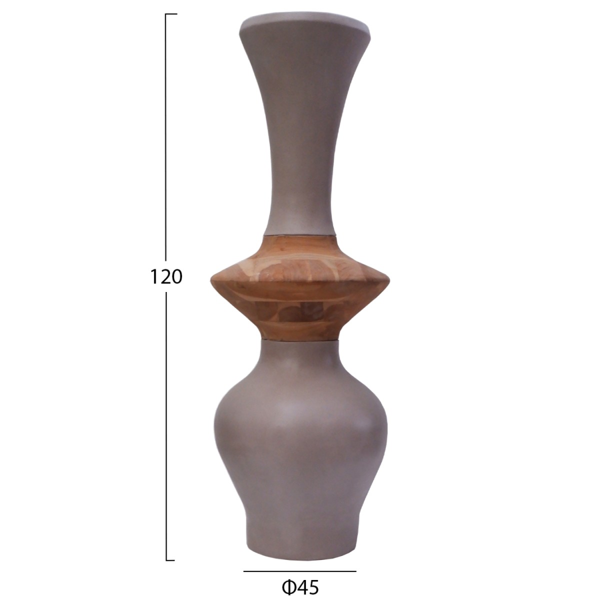 ΔΙΑΚΟΣΜΗΤΙΚΟ ΒΑΖΟ ΔΑΠΕΔΟΥ NEBULA HM4660.05S FIBER CEMENT TAUPE--ΞΥΛΟ ΤΕΑΚ Φ45x120Υεκ