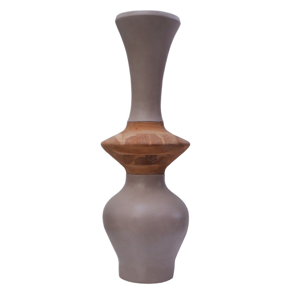 ΔΙΑΚΟΣΜΗΤΙΚΟ ΒΑΖΟ ΔΑΠΕΔΟΥ NEBULA HM4660.05S FIBER CEMENT TAUPE--ΞΥΛΟ ΤΕΑΚ Φ45x120Υεκ