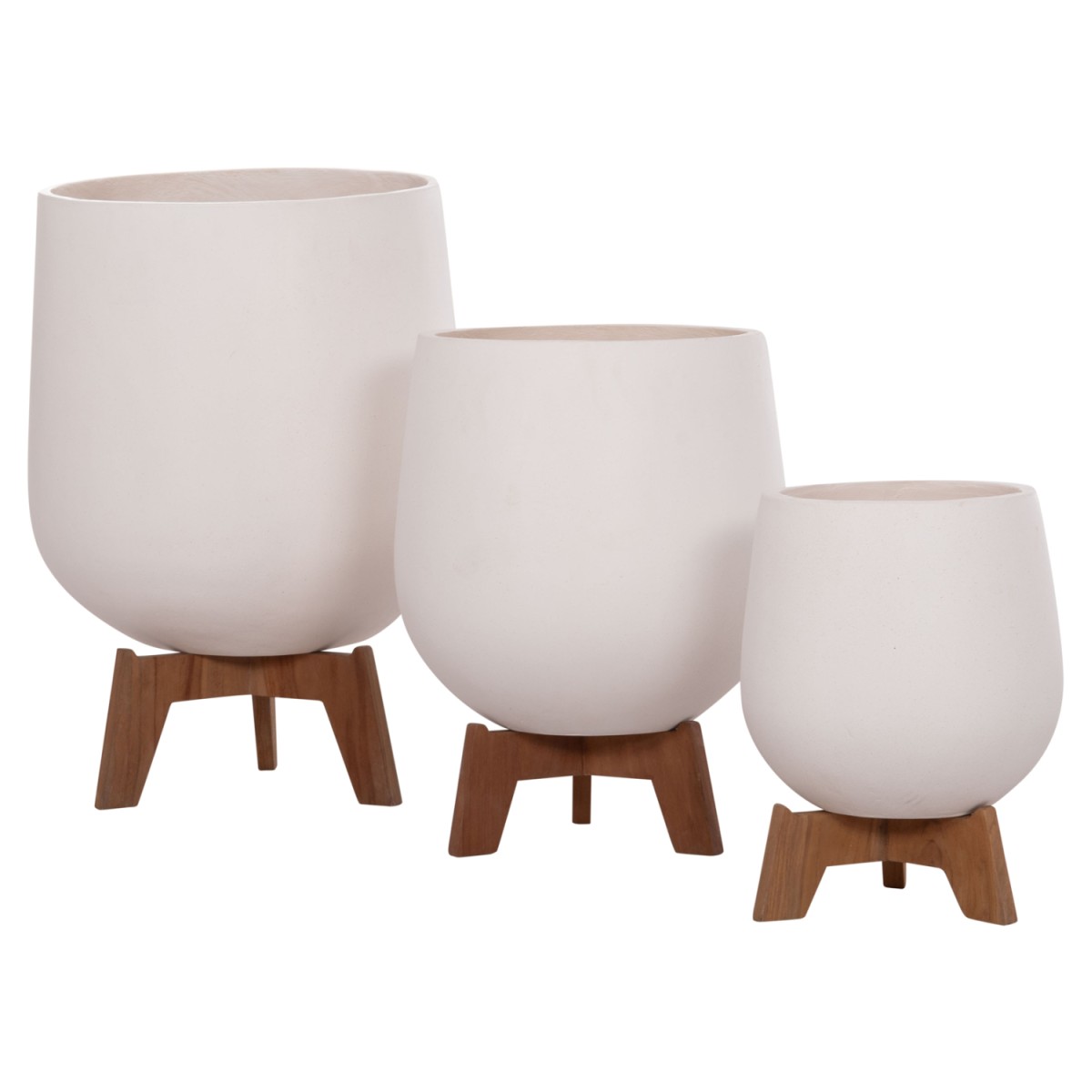 ΣΕΤ 3 ΓΛΑΣΤΡΕΣ ΜΕ TEAK ΒΑΣΕΙΣ TRYLL HM4681.02 FIBER CEMENT ΛΕΥΚΟ