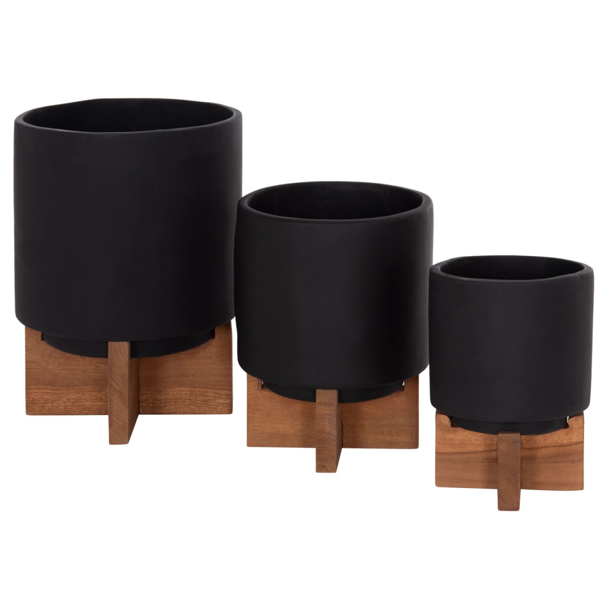 ΣΕΤ 3 ΓΛΑΣΤΡΕΣ ΜΕ TEAK ΒΑΣΕΙΣ TANTI HM4685.01 FIBER CEMENT ΣΕ ΜΑΥΡΟ ΧΡΩΜΑ