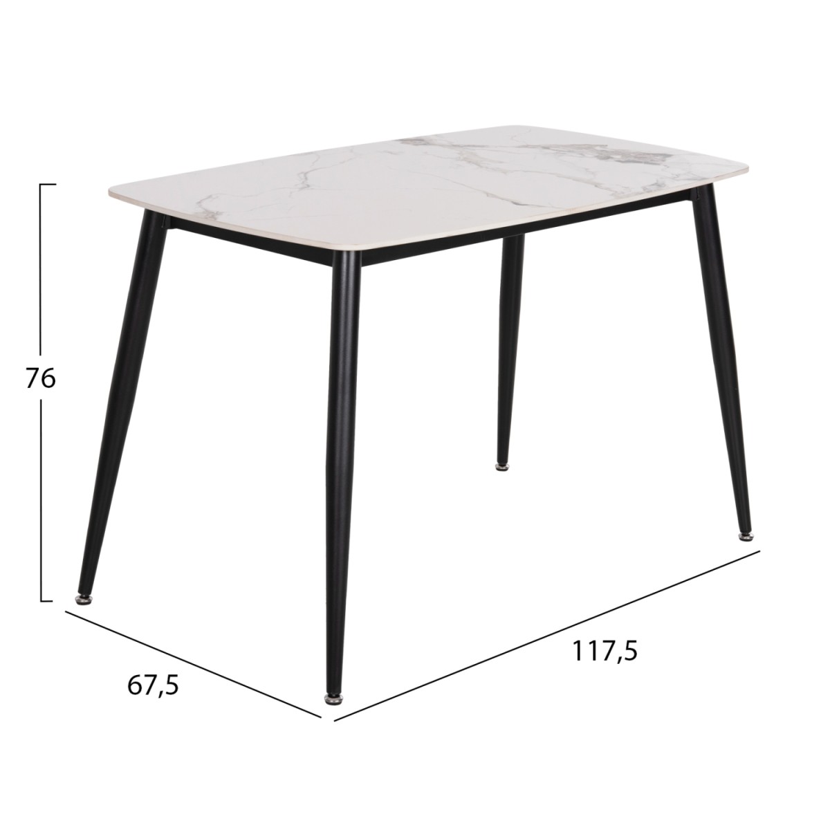 ΤΡΑΠΕΖΙ RAVEN HM9854.01 ΚΕΡΑΜΙΚΟ TOP ΜΑΤ ΛΕΥΚΟ ΜΑΡΜΑΡΟ-ΜΑΥΡΟ ΜΕΤΑΛΛΟ 120x70x73Υεκ.
