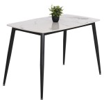 ΤΡΑΠΕΖΙ RAVEN HM9854.01 ΚΕΡΑΜΙΚΟ TOP ΜΑΤ ΛΕΥΚΟ ΜΑΡΜΑΡΟ-ΜΑΥΡΟ ΜΕΤΑΛΛΟ 120x70x73Υεκ.