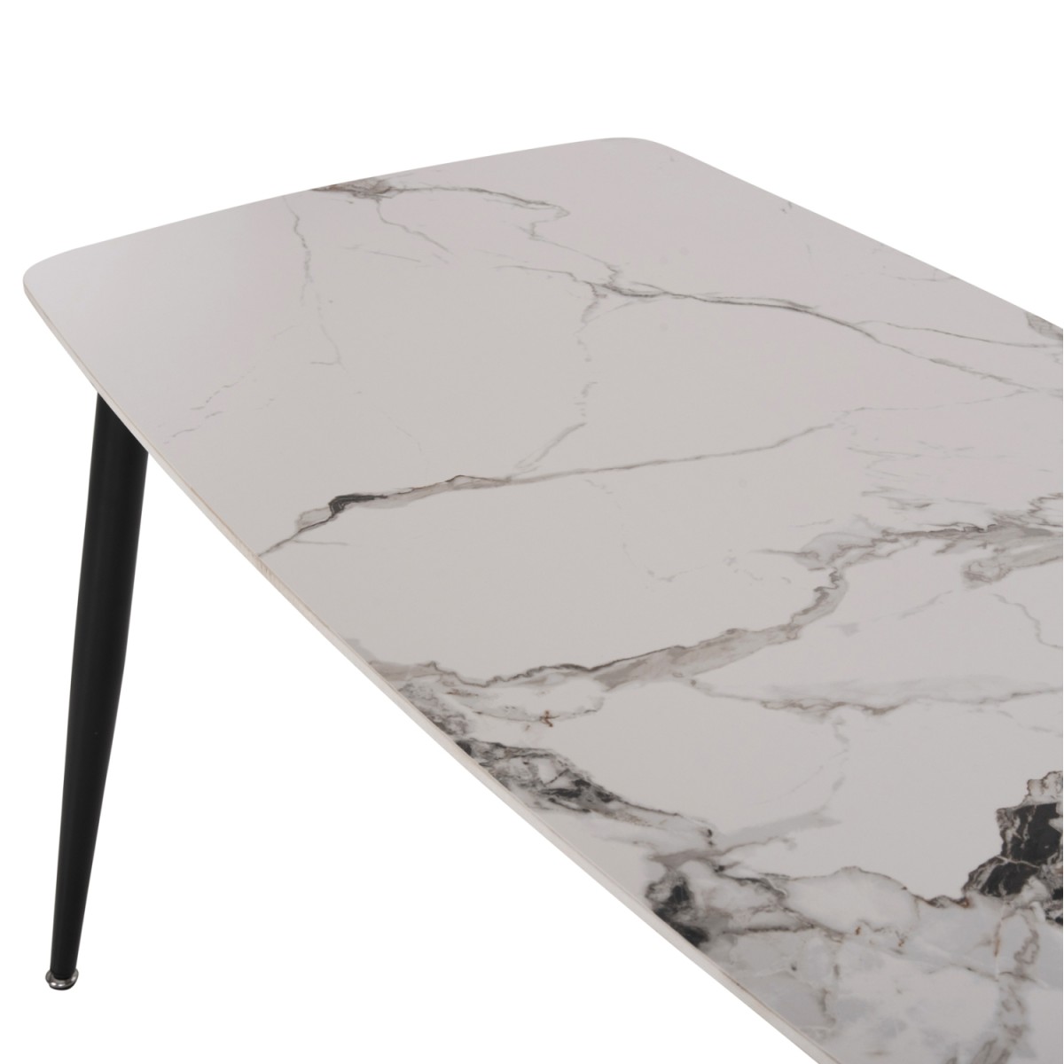 ΤΡΑΠΕΖΙ RAVEN HM9854.01 ΚΕΡΑΜΙΚΟ TOP ΜΑΤ ΛΕΥΚΟ ΜΑΡΜΑΡΟ-ΜΑΥΡΟ ΜΕΤΑΛΛΟ 120x70x73Υεκ.