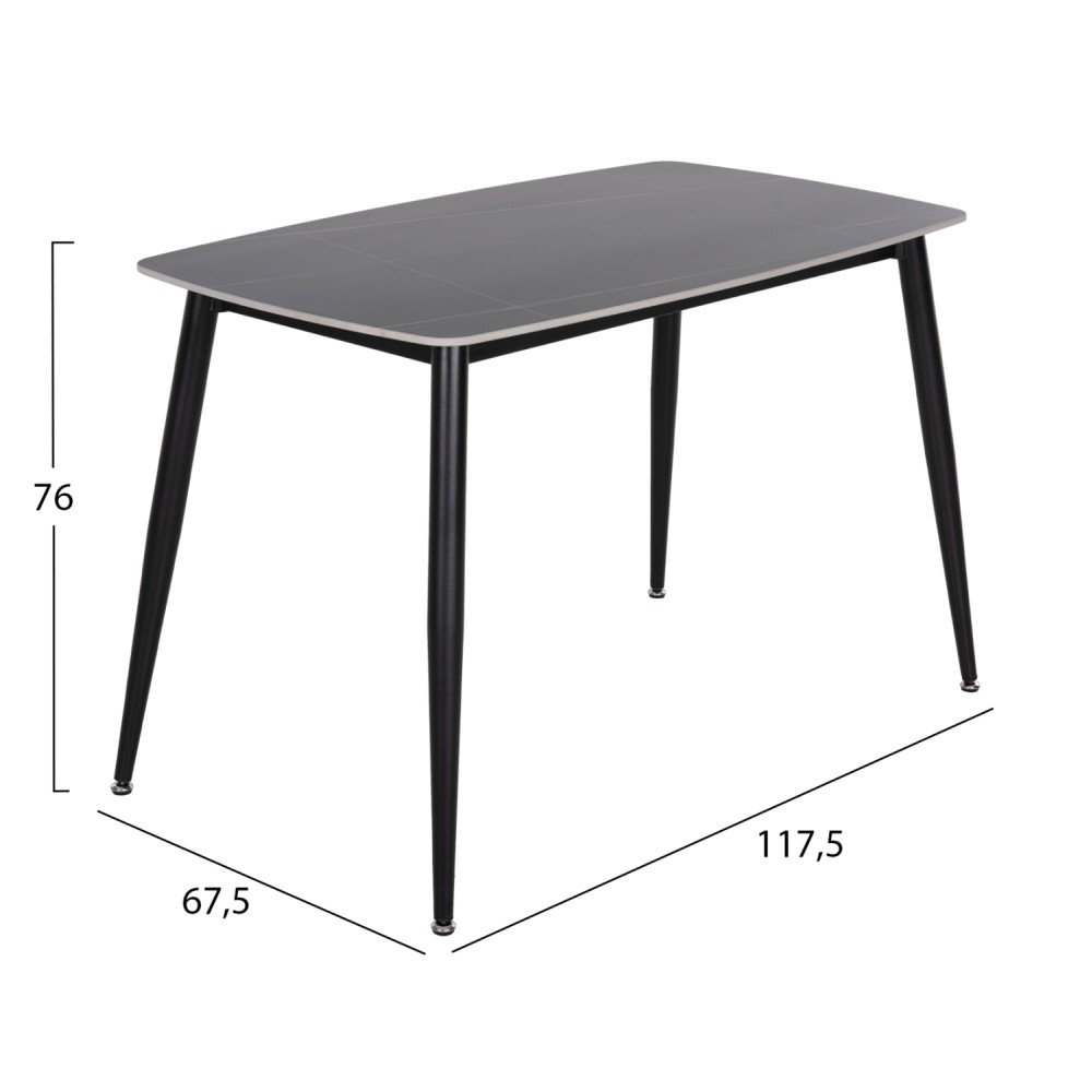 ΤΡΑΠΕΖΙ RAVEN HM9854.02 ΚΕΡΑΜΙΚΟ TOP ΜΑΥΡΟ ΜΑΡΜΑΡΟ-ΜΑΥΡΟ ΜΕΤΑΛΛΟ 120x70x73Υεκ.
