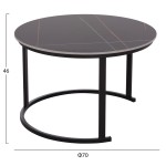 ΤΡΑΠΕΖΙ ΣΑΛΟΝΙΟΥ 2ΤΜΧ TALOS HM18140.02 ΚΕΡΑΜΙΚΟ TOP ΜΕ ΟΨΗ ΜΑΥΡΟΥ ΜΑΡΜΑΡΟΥ Φ70+Φ50