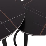 ΤΡΑΠΕΖΙ ΣΑΛΟΝΙΟΥ 2ΤΜΧ TALOS HM18140.02 ΚΕΡΑΜΙΚΟ TOP ΜΕ ΟΨΗ ΜΑΥΡΟΥ ΜΑΡΜΑΡΟΥ Φ70+Φ50