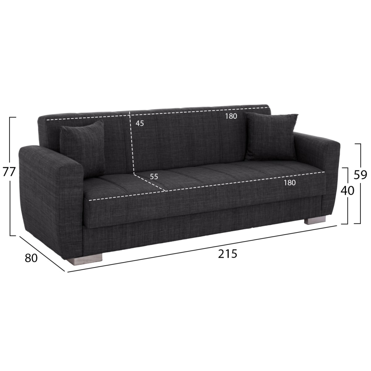 ΚΑΝΑΠΕΣ ΚΡΕΒΑΤΙ POLYA ΤΡΙΘΕΣΙΟΣ HM3240.03 ΓΚΡΙ 215x85x76Υ εκ. ΚΑΝΑΠΕΣ ΚΡΕΒΑΤΙ POLYA ΤΡΙΘΕΣΙΟΣ HM3240.03 ΓΚΡΙ 215x85x76Υ εκ.