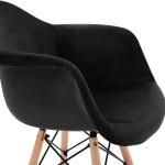 ΠΟΛΥΘΡΟΝΑ MIRTO HM8720.04 ΜΕ ΞΥΛΙΝΑ ΠΟΔΙΑ & ΒΕΛΟΥΔΟ ΜΑΥΡΟ 62x62x80Υ εκ.