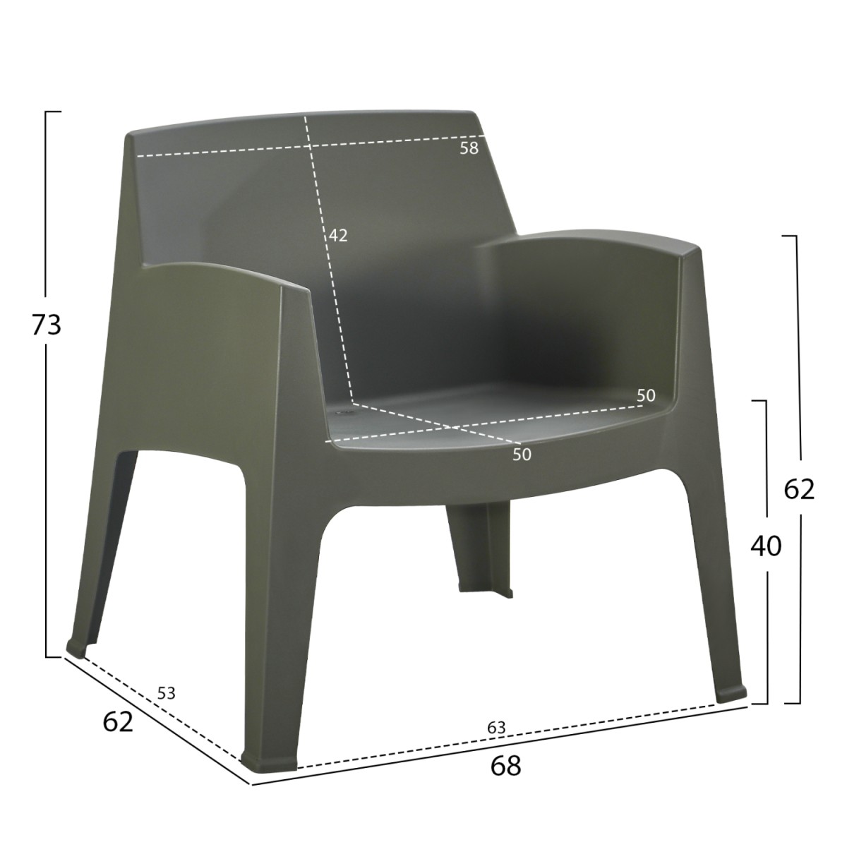 ΠΟΛΥΘΡΟΝΑ ΠΟΛΥΠΡΟΠΥΛΕΝΙΟΥ LOUNGE SLEEK HM6365.05 DARK OLIVE GREEN 62x68x73Υεκ.