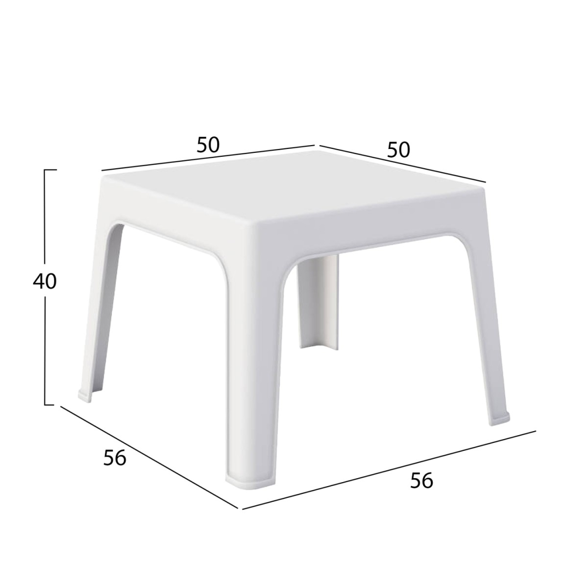 ΤΡΑΠΕΖΑΚΙ ΤΕΤΡΑΓΩΝΟ SLEEK HM6371.01 ΠΟΛΥΠΡΟΠΥΛΕΝΙΟ ΣΕ ΛΕΥΚΟ 56x56x40Υεκ.
