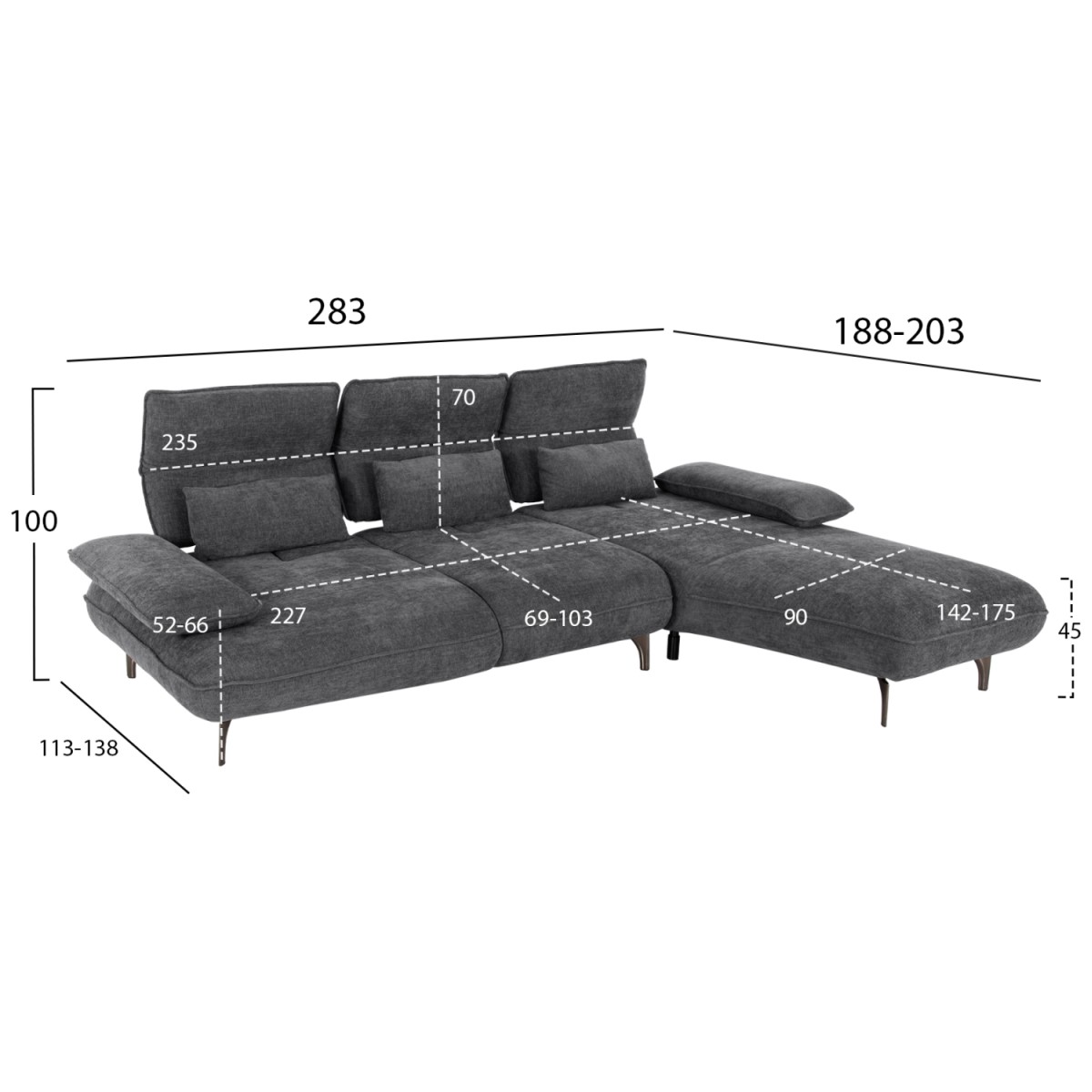 ΓΩΝΙΑΚΟΣ ΚΑΝΑΠΕΣ (ΔΕΞΙΑ) CONVERT HM3268.03R ΓΚΡΙ ΥΦΑΣΜΑ 283x188x100Υεκ. ΓΩΝΙΑΚΟΣ ΚΑΝΑΠΕΣ (ΔΕΞΙΑ) CONVERT HM3268.03R ΓΚΡΙ ΥΦΑΣΜΑ 283x188x100Υεκ.