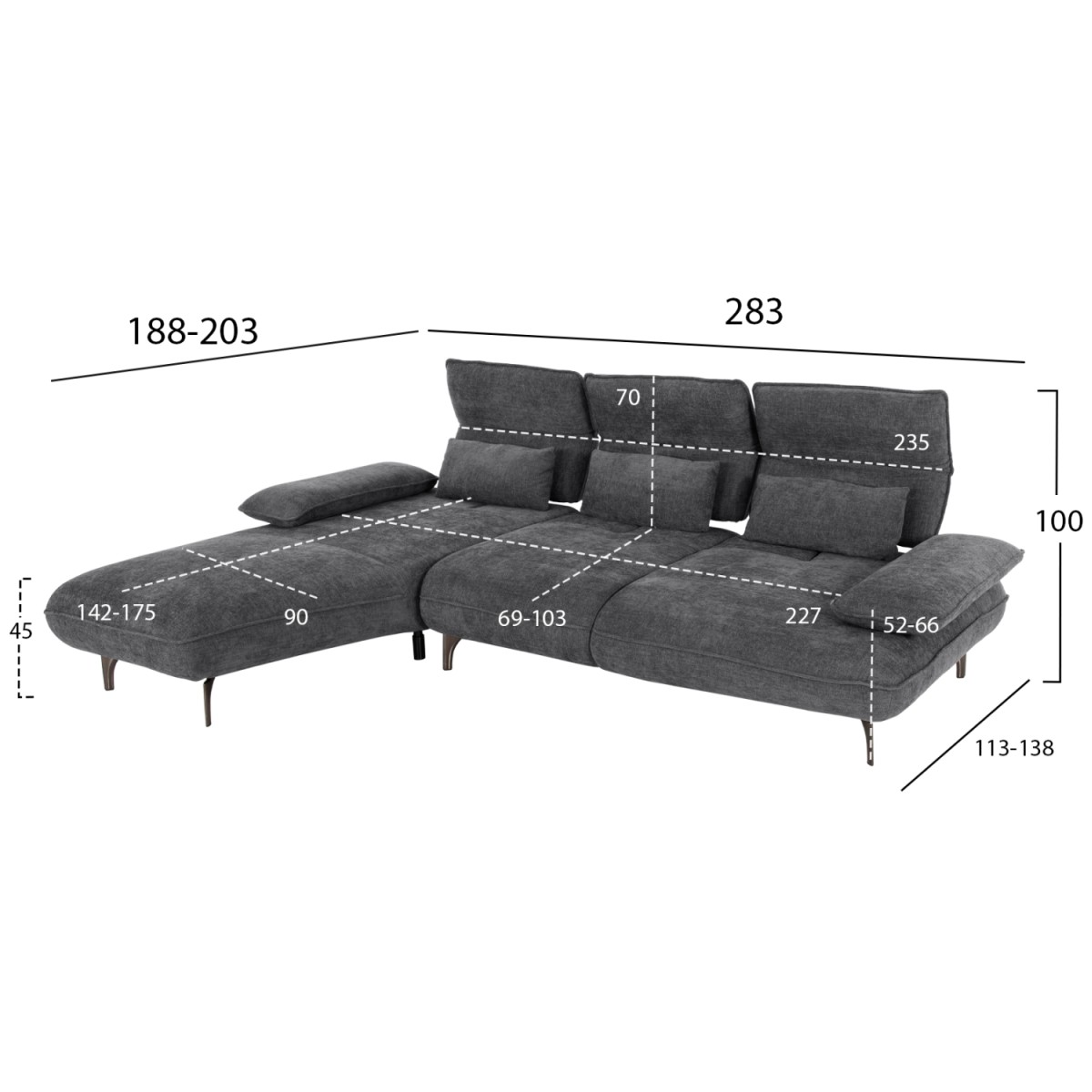 ΓΩΝΙΑΚΟΣ ΚΑΝΑΠΕΣ (ΑΡΙΣΤΕΡΗ) CONVERT HM3268.03L ΓΚΡΙ ΥΦΑΣΜΑ 283x188x100Υεκ. ΓΩΝΙΑΚΟΣ ΚΑΝΑΠΕΣ (ΑΡΙΣΤΕΡΗ) CONVERT HM3268.03L ΓΚΡΙ ΥΦΑΣΜΑ 283x188x100Υεκ.