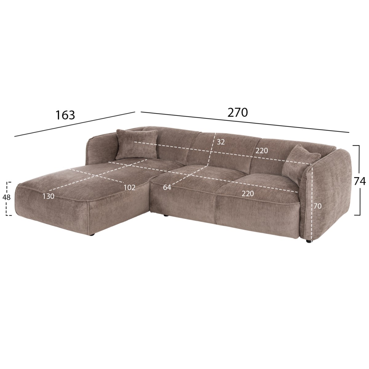 ΚΑΝΑΠΕΣ ΓΩΝΙΑ (ΑΡΙΣΤΕΡΗ) TREAT HM3277.02L ΣΚΟΥΡΟ ΜΠΕΖ ΥΦΑΣΜΑ 270x163x74Υεκ. ΚΑΝΑΠΕΣ ΓΩΝΙΑ (ΑΡΙΣΤΕΡΗ) TREAT HM3277.02L ΣΚΟΥΡΟ ΜΠΕΖ ΥΦΑΣΜΑ 270x163x74Υεκ.