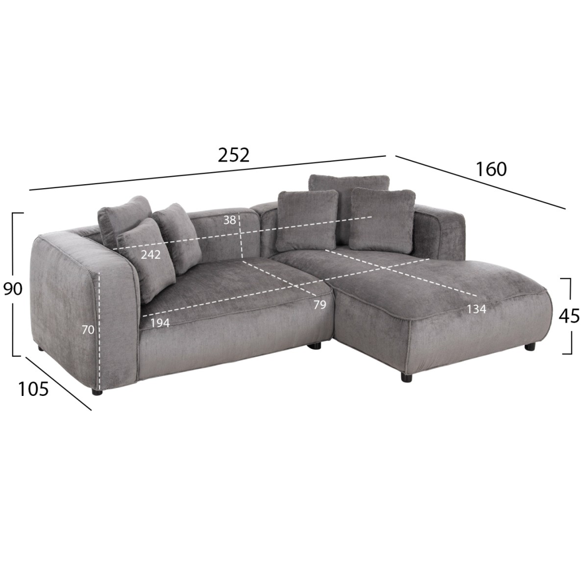 ΚΑΝΑΠΕΣ ΓΩΝΙΑ 3-ΘΕΣΙΟΣ GRACE HM3280.03R ΓΚΡΙ ΥΦΑΣΜΑ 252x105-160x70-90Υεκ. ΚΑΝΑΠΕΣ ΓΩΝΙΑ 3-ΘΕΣΙΟΣ GRACE HM3280.03R ΓΚΡΙ ΥΦΑΣΜΑ 252x105-160x70-90Υεκ.