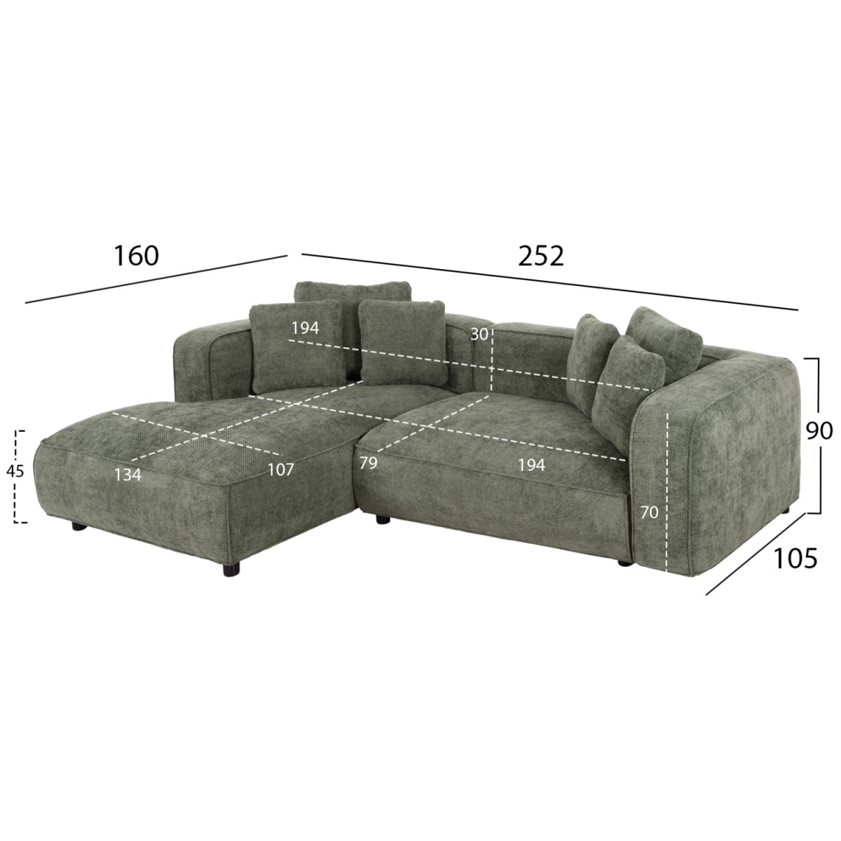 ΚΑΝΑΠΕΣ ΓΩΝΙΑ (ΑΡΙΣΤΕΡΗ) 3-ΘΕΣΙΟΣ GRACE HM3280.05L ΠΡΑΣΙΝΟ ΥΦΑΣΜΑ 252x160x70-90Υεκ ΚΑΝΑΠΕΣ ΓΩΝΙΑ (ΑΡΙΣΤΕΡΗ) 3-ΘΕΣΙΟΣ GRACE HM3280.05L ΠΡΑΣΙΝΟ ΥΦΑΣΜΑ 252x160x70-90Υεκ