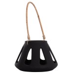 ΕΠΙΤΡΑΠΕΖΙΟ ΦΑΝΑΡΙ ERANTYL HM4696.01S ΜΑΥΡΟ FIBER CEMENT & ΧΕΡΟΥΛΙ RATTAN Φ25x17Yεκ.