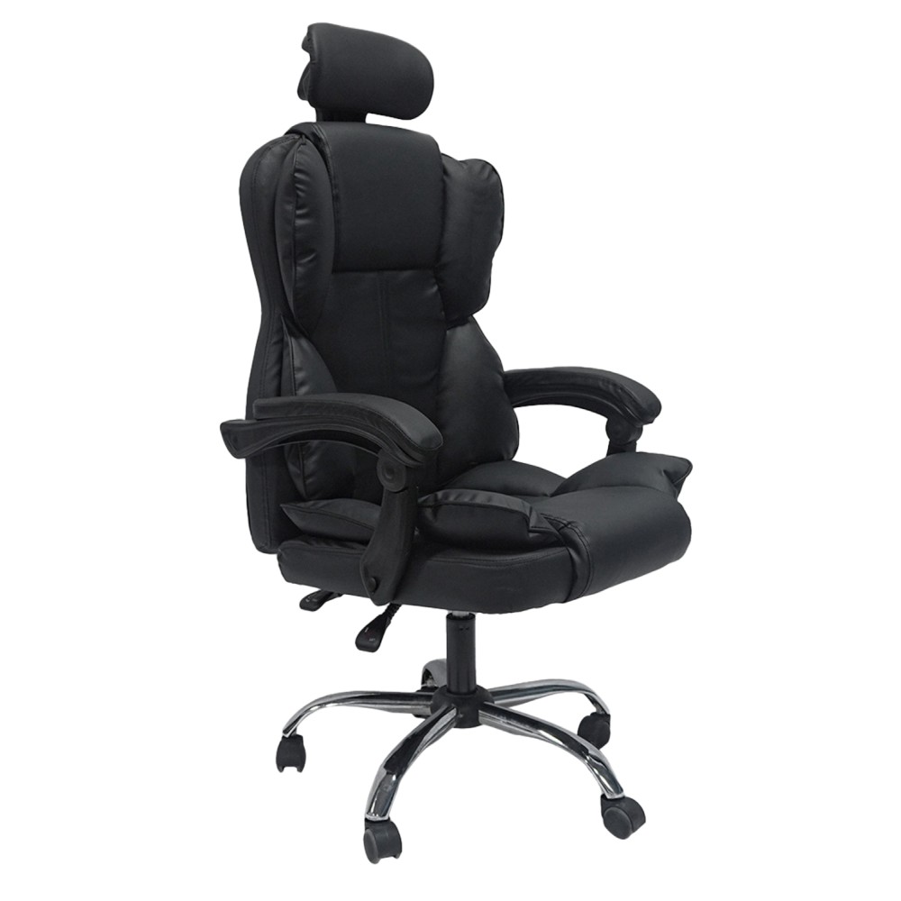 ΚΑΡΕΚΛΑ ΓΡΑΦΕΙΟΥ OCTAVIUS HM1202 ΜΑΥΡΟ PVC & NYLON-ΜΕΤΑΛ.ΧΡΩΜΙΟ ΒΑΣΗ 63x73x129Υεκ