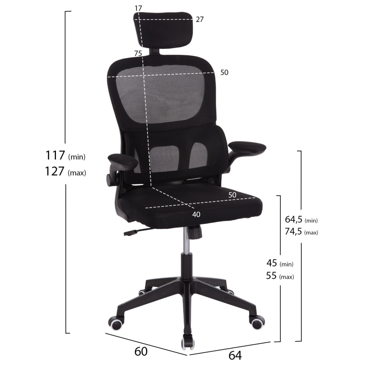 ΚΑΡΕΚΛΑ ΓΡΑΦΕΙΟΥ BASTON HM18236.01 ΜΑΥΡΟ MESH & PP ΣΚΕΛΕΤΟΣ 64x60x117-127Υεκ. ΚΑΡΕΚΛΑ ΓΡΑΦΕΙΟΥ BASTON HM18236.01 ΜΑΥΡΟ MESH & PP ΣΚΕΛΕΤΟΣ 64x60x117-127Υεκ.