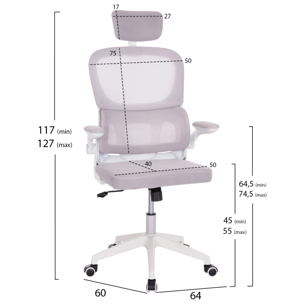 ΚΑΡΕΚΛΑ ΓΡΑΦΕΙΟΥ BASTON HM18236.03 ΓΚΡΙ MESH & ΛΕΥΚΟΣ PP ΣΚΕΛΕΤΟΣ 64x60x127Υεκ. ΚΑΡΕΚΛΑ ΓΡΑΦΕΙΟΥ BASTON HM18236.03 ΓΚΡΙ MESH & ΛΕΥΚΟΣ PP ΣΚΕΛΕΤΟΣ 64x60x127Υεκ.