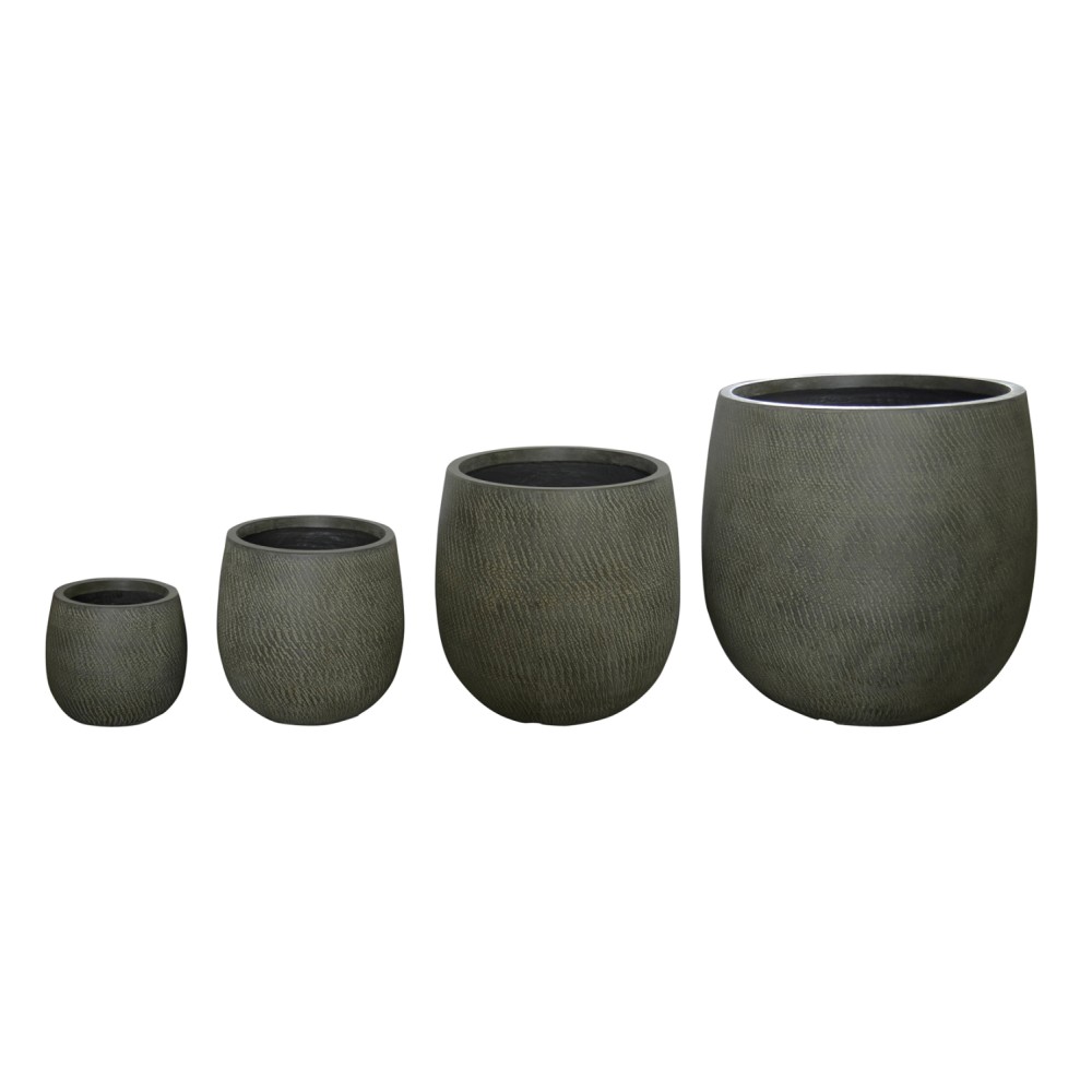 ΣΕΤ 4ΤΜΧ ΓΛΑΣΤΡΕΣ ΣΤΡΟΓΓΥΛΕΣ GARDENER HM4726 FIBERCLAY ΓΚΡΙΖΟΠΡΑΣΙΝΟ Φ52x55Υεκ