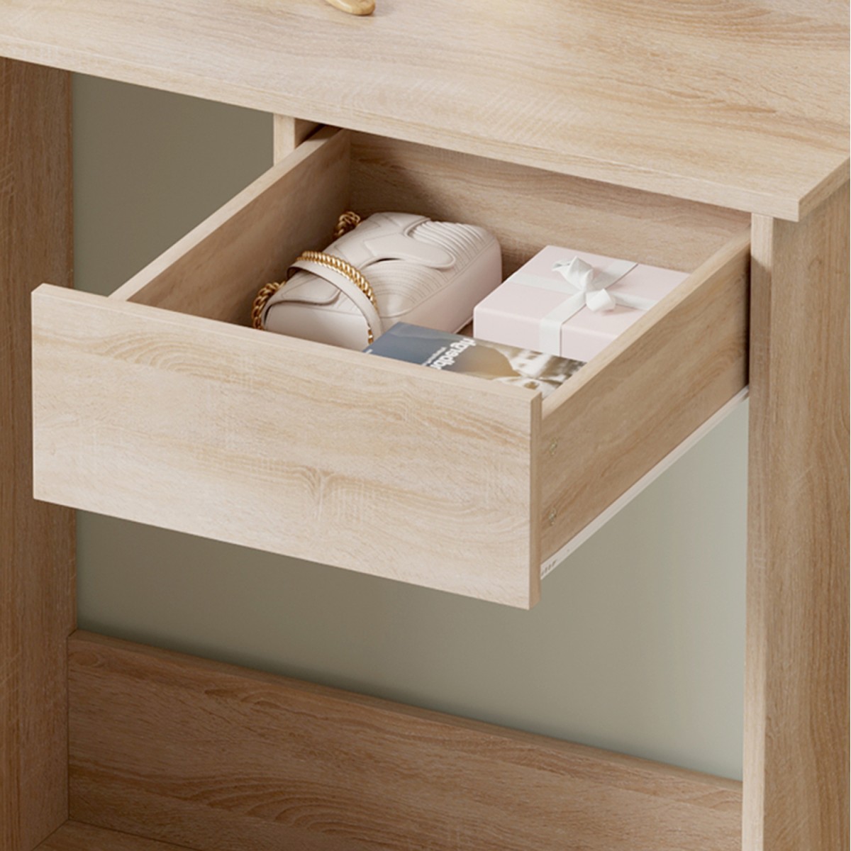 ΤΟΥΑΛΕΤΑ ΜΕ ΦΩΤΙΣΜΟ LED & ΡΑΦΙΑ LAURYN HM2501.01 ΜΕΛΑΜΙΝΗ ΣΕ SONAMA 75x40x134.5Υεκ