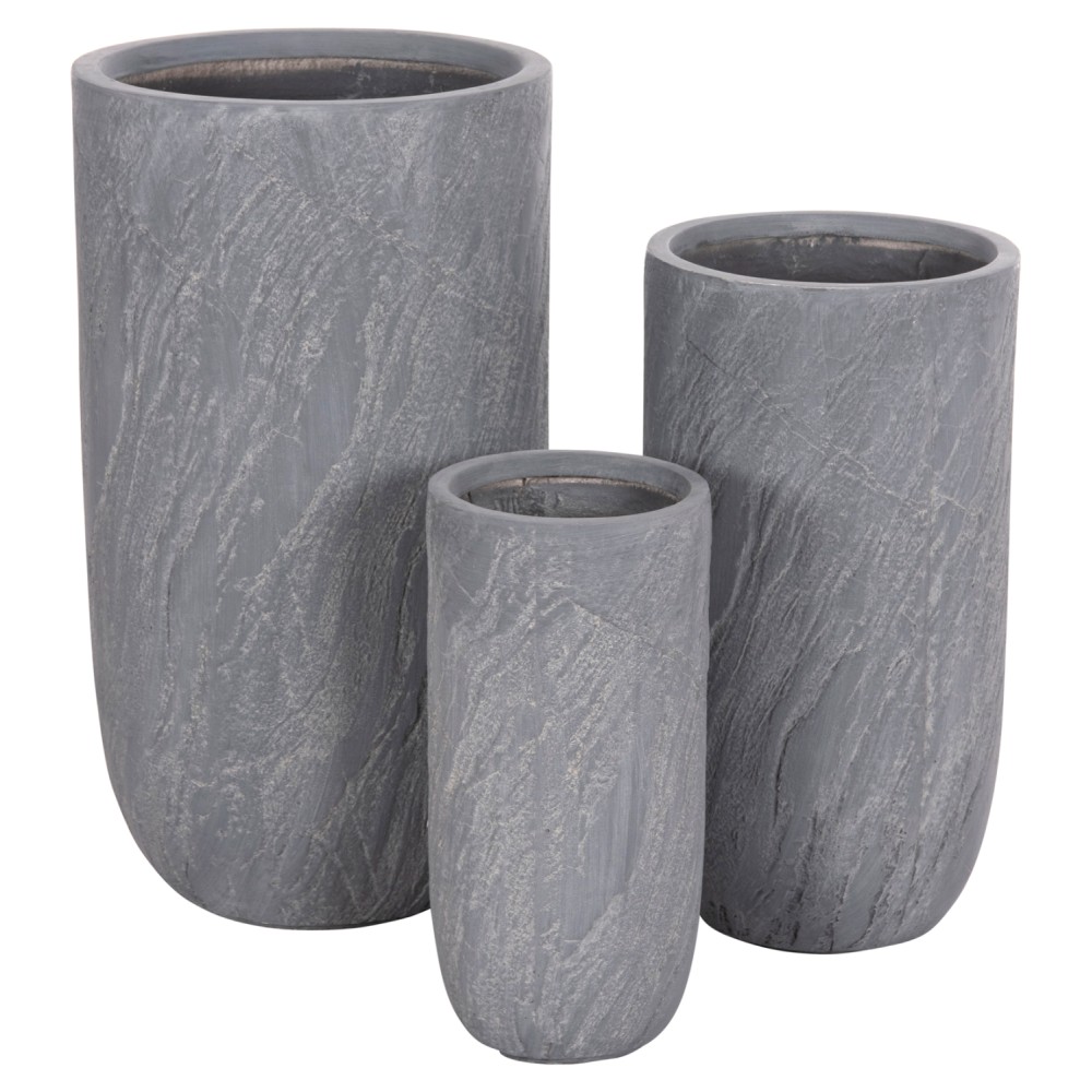 ΣΕΤ 3ΤΜΧ ΓΛΑΣΤΡΕΣ ΚΥΛΙΝΔΡΟΙ ΣΕΙΡΑ GARDENER HM4720 FIBERCLAY-ΧΡΩΜΑ CEMENT Φ44x79Υεκ
