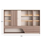 ΒΙΒΛΙΟΘΗΚΗ ΣΕΙΡΑ SUPERON HM2141 ΜΕΛΑΜΙΝΗ ΜΠΕΖ & ΦΥΣΙΚΟ--LED ΦΩΤΙΣΜΟΣ 300x40x200Υεκ