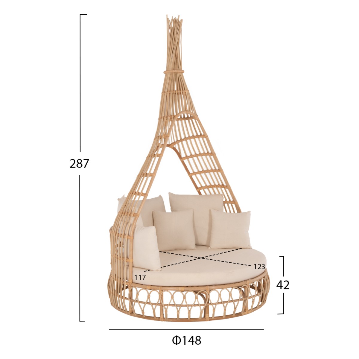 ΚΑΝΑΠΕΣ ΕΞΩΤ.ΧΩΡΟΥ ΣΤΡΟΓΓΥΛΟΣ MARJOM HM9765 ΦΥΣΙΚΟ RATTAN-ΕΚΡΟΥ ΥΦΑΣΜΑ Φ148x287Υεκ. ΚΑΝΑΠΕΣ ΕΞΩΤ.ΧΩΡΟΥ ΣΤΡΟΓΓΥΛΟΣ MARJOM HM9765 ΦΥΣΙΚΟ RATTAN-ΕΚΡΟΥ ΥΦΑΣΜΑ Φ148x287Υεκ.