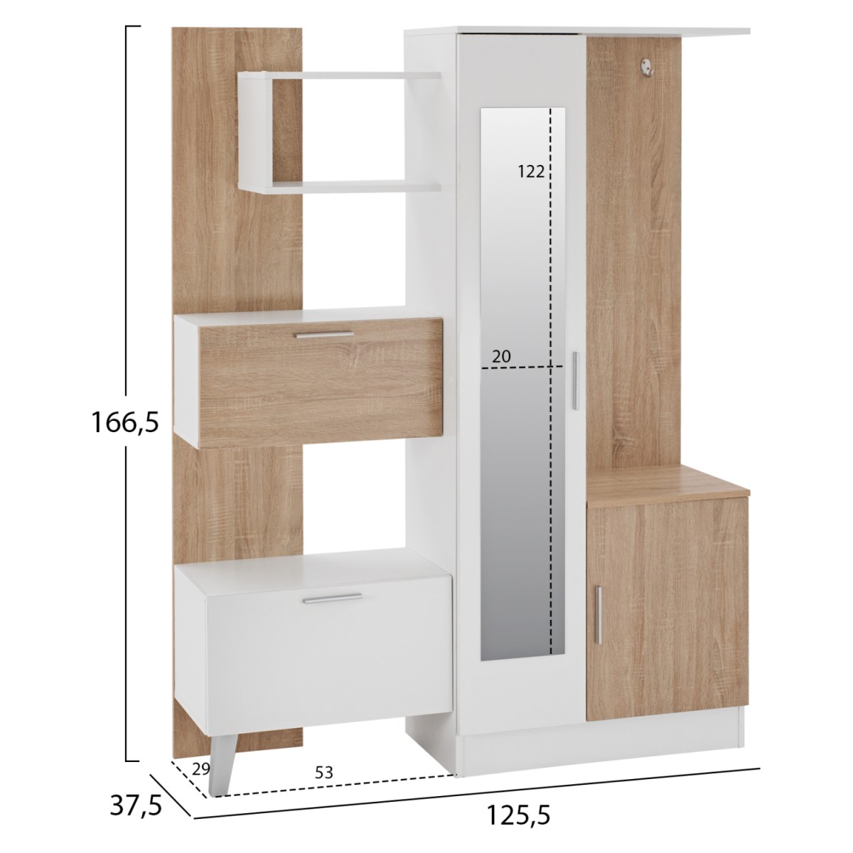ΕΠΙΠΛΟ ΕΙΣΟΔΟΥ ΜΕ ΡΑΦΙΑ & ΚΑΘΡΕΠΤΗ ILIANA HM2265 ΛΕΥΚΟ-SONAMA 125,5x37,5x166,5Y εκ. ΕΠΙΠΛΟ ΕΙΣΟΔΟΥ ΜΕ ΡΑΦΙΑ & ΚΑΘΡΕΠΤΗ ILIANA HM2265 ΛΕΥΚΟ-SONAMA 125,5x37,5x166,5Y εκ.