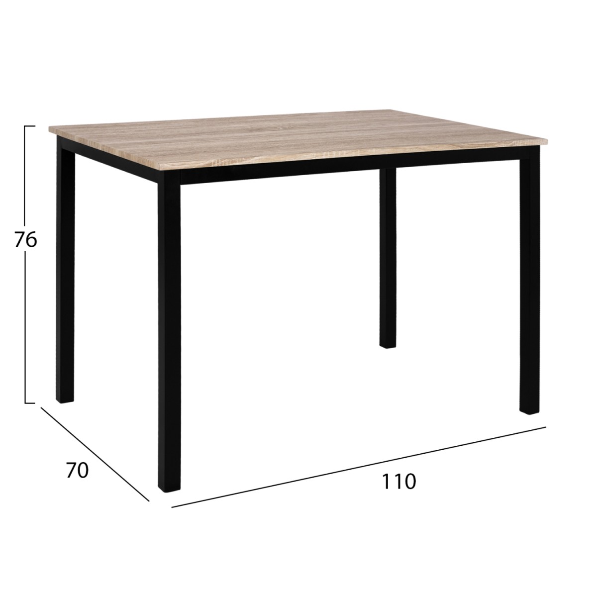 ΤΡΑΠΕΖΙ ΤΡΑΠΕΖΑΡΙΑΣ PANYA HM8332, 110X70Χ76 SONOMA, ΜΑΥΡΑ ΠΟΔΙΑ ΤΡΑΠΕΖΙ ΤΡΑΠΕΖΑΡΙΑΣ PANYA HM8332, 110X70Χ76 SONOMA, ΜΑΥΡΑ ΠΟΔΙΑ