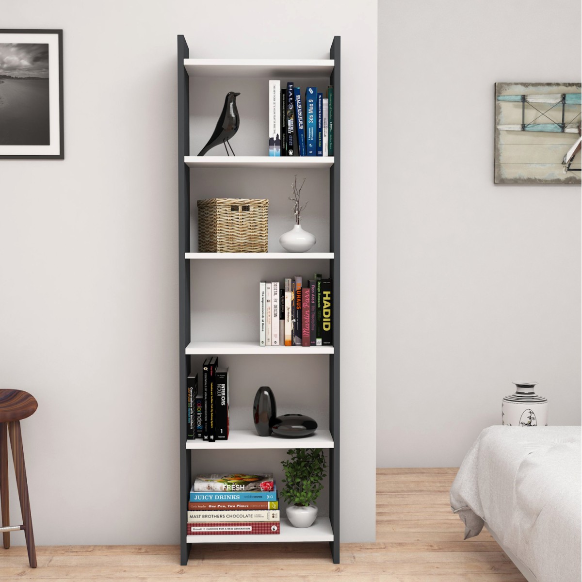 ΒΙΒΛΙΟΘΗΚΗ CLASSIKER HM9226.13 ΜΕΛΑΜΙΝΗΣ ΓΚΡΙ-ΛΕΥΚΟ 48,5x22x160Υεκ. ΒΙΒΛΙΟΘΗΚΗ CLASSIKER HM9226.13 ΜΕΛΑΜΙΝΗΣ ΓΚΡΙ-ΛΕΥΚΟ 48,5x22x160Υεκ.