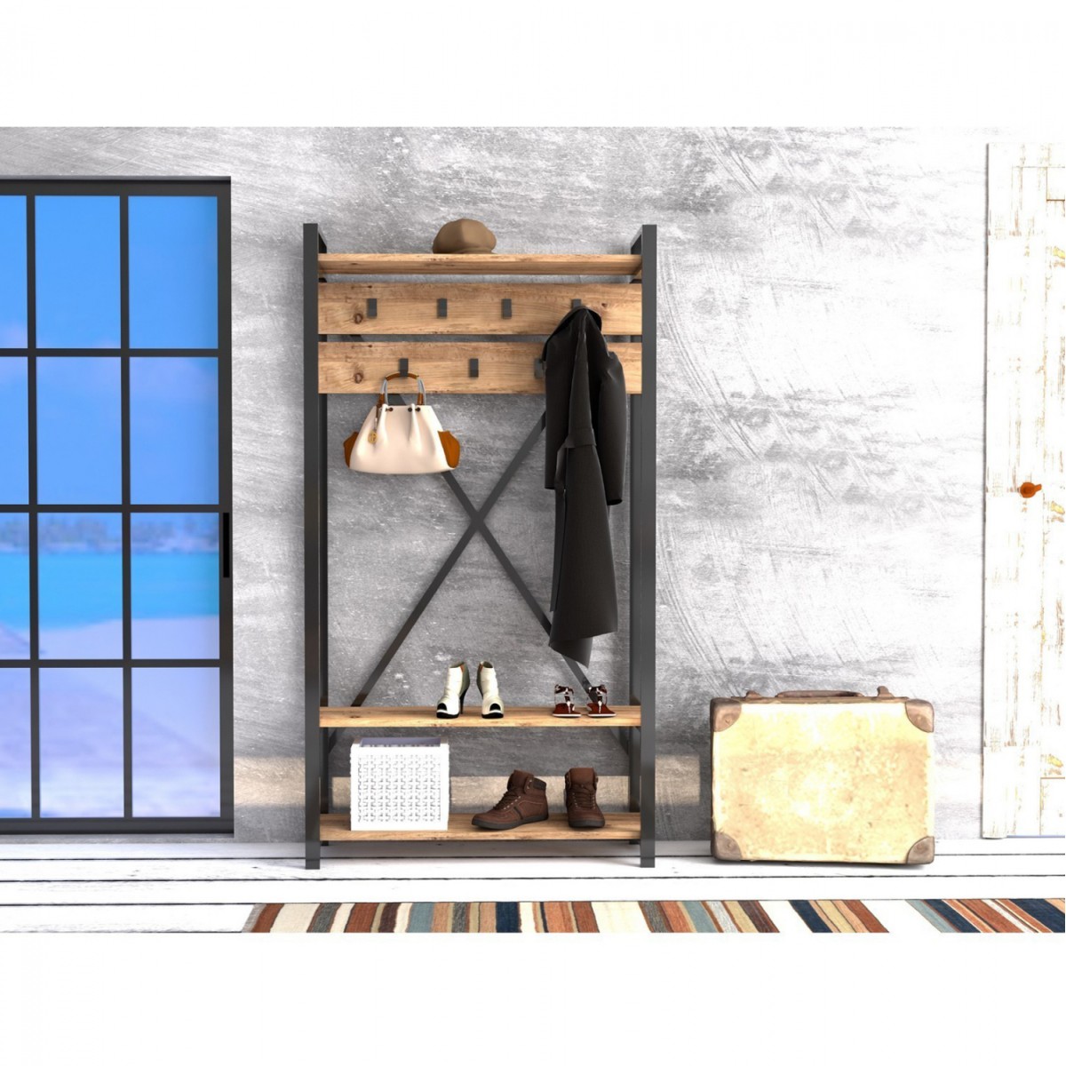 ΕΠΙΠΛΟ ΕΙΣΟΔΟΥ HM8943.01 NATURAL WOOD & ΜΑΥΡΟ 90x34x180 εκ. ΕΠΙΠΛΟ ΕΙΣΟΔΟΥ HM8943.01 NATURAL WOOD & ΜΑΥΡΟ 90x34x180 εκ.
