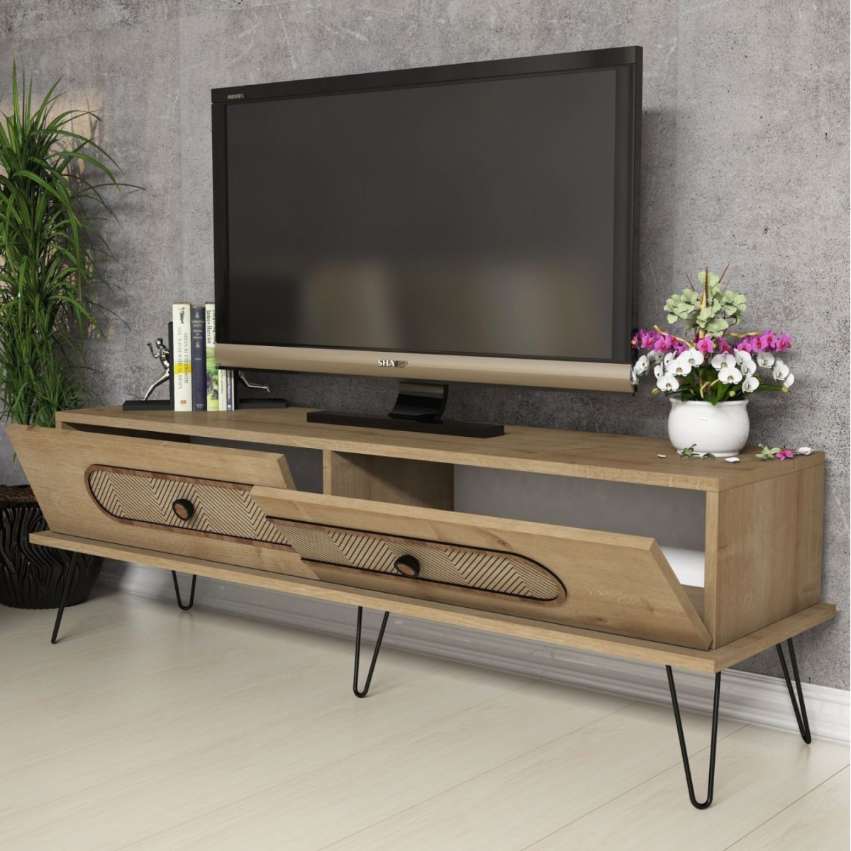 ΕΠΙΠΛΟ ΤΗΛΕΟΡΑΣΗΣ HM9511.02 ΜΕΛΑΜΙΝΗΣ ΦΥΣΙΚΟ OAK ΧΡΩΜΑ ΜΕΤΑΛΛΙΚΑ ΠΟΔΙΑ 145x40x45Yεκ. ΕΠΙΠΛΟ ΤΗΛΕΟΡΑΣΗΣ HM9511.02 ΜΕΛΑΜΙΝΗΣ ΦΥΣΙΚΟ OAK ΧΡΩΜΑ ΜΕΤΑΛΛΙΚΑ ΠΟΔΙΑ 145x40x45Yεκ.