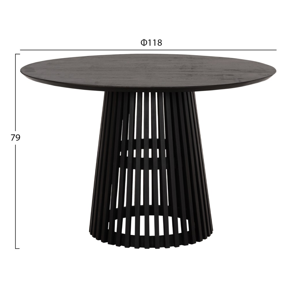 ΤΡΑΠΕΖΙ ΤΡΑΠΕΖΑΡΙΑΣ ΣΤΡΟΓΓΥΛΟ FRANTZ HM9388.02 ΜΑΣΙΦ ΞΥΛΟ MINDI BLACK Φ118x79Υεκ.