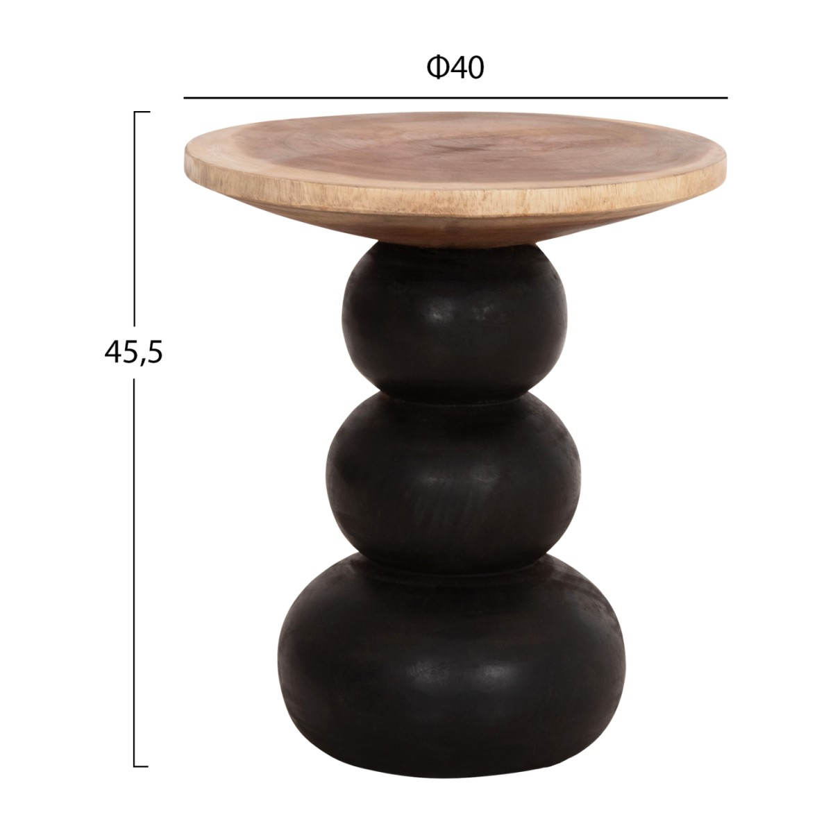 ΒΟΗΘΗΤΙΚΟ ΤΡΑΠΕΖΑΚΙ ΣΤΡΟΓΓΥΛΟ JACKY HM9890 SUAR ΞΥΛΟ ΦΥΣΙΚΟ & ΜΑΥΡΟ Φ40x45,5Υεκ.