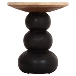 ΒΟΗΘΗΤΙΚΟ ΤΡΑΠΕΖΑΚΙ ΣΤΡΟΓΓΥΛΟ JACKY HM9890 SUAR ΞΥΛΟ ΦΥΣΙΚΟ & ΜΑΥΡΟ Φ40x45,5Υεκ.