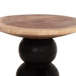 ΒΟΗΘΗΤΙΚΟ ΤΡΑΠΕΖΑΚΙ ΣΤΡΟΓΓΥΛΟ JACKY HM9890 SUAR ΞΥΛΟ ΦΥΣΙΚΟ & ΜΑΥΡΟ Φ40x45,5Υεκ.