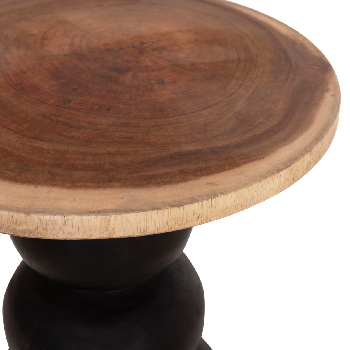 ΒΟΗΘΗΤΙΚΟ ΤΡΑΠΕΖΑΚΙ ΣΤΡΟΓΓΥΛΟ JACKY HM9890 SUAR ΞΥΛΟ ΦΥΣΙΚΟ & ΜΑΥΡΟ Φ40x45,5Υεκ.