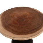 ΒΟΗΘΗΤΙΚΟ ΤΡΑΠΕΖΑΚΙ ΣΤΡΟΓΓΥΛΟ JACKY HM9890 SUAR ΞΥΛΟ ΦΥΣΙΚΟ & ΜΑΥΡΟ Φ40x45,5Υεκ.