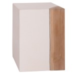 ΒΟΗΘΗΤΙΚΟ ΤΡΑΠΕΖΙ LEIA HM18163.02 FIBER CEMENT ΛΕΥΚΟ-ΞΥΛΟ TEAK 32.5x32.5x46Υεκ.