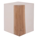 ΒΟΗΘΗΤΙΚΟ ΤΡΑΠΕΖΙ LEIA HM18163.02 FIBER CEMENT ΛΕΥΚΟ-ΞΥΛΟ TEAK 32.5x32.5x46Υεκ.