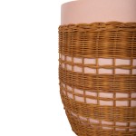 ΒΟΗΘΗΤΙΚΟ ΤΡΑΠΕΖΙ VILHENA HM18166 FIBER CEMENT ΡΟΖ-RATTAN ΦΥΣΙΚΟ Φ44.5x45Υεκ.