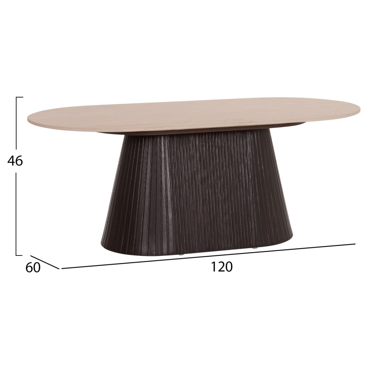 ΤΡΑΠΕΖΙ ΣΑΛΟΝΙΟΥ ΟΒΑΛ CATER HM18321 ΚΕΡΑΜΙΚΟ TOP ΟΨΗ ΤΡΑΒΕΡΤΙΝΑΣ-MDF ΒΑΣΗ 120x60x46Υεκ