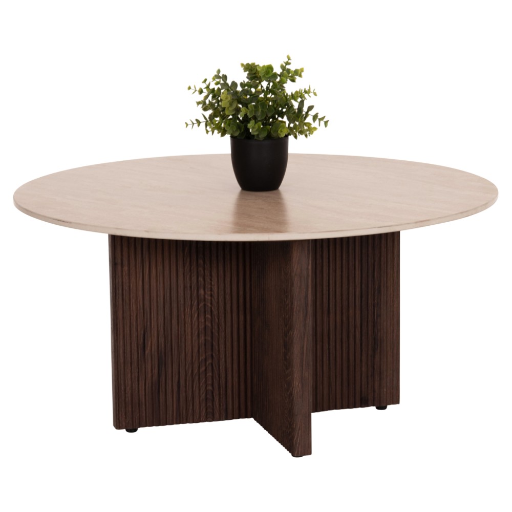 ΤΡΑΠΕΖΙ ΣΑΛΟΝΙΟΥ SKY HM18329 ΚΕΡΑΜΙΚΟ TOP ΟΨΗ ΤΡΑΒΕΡΤΙΝΑΣ-MDF ΒΑΣΗ Φ80x40Υεκ.