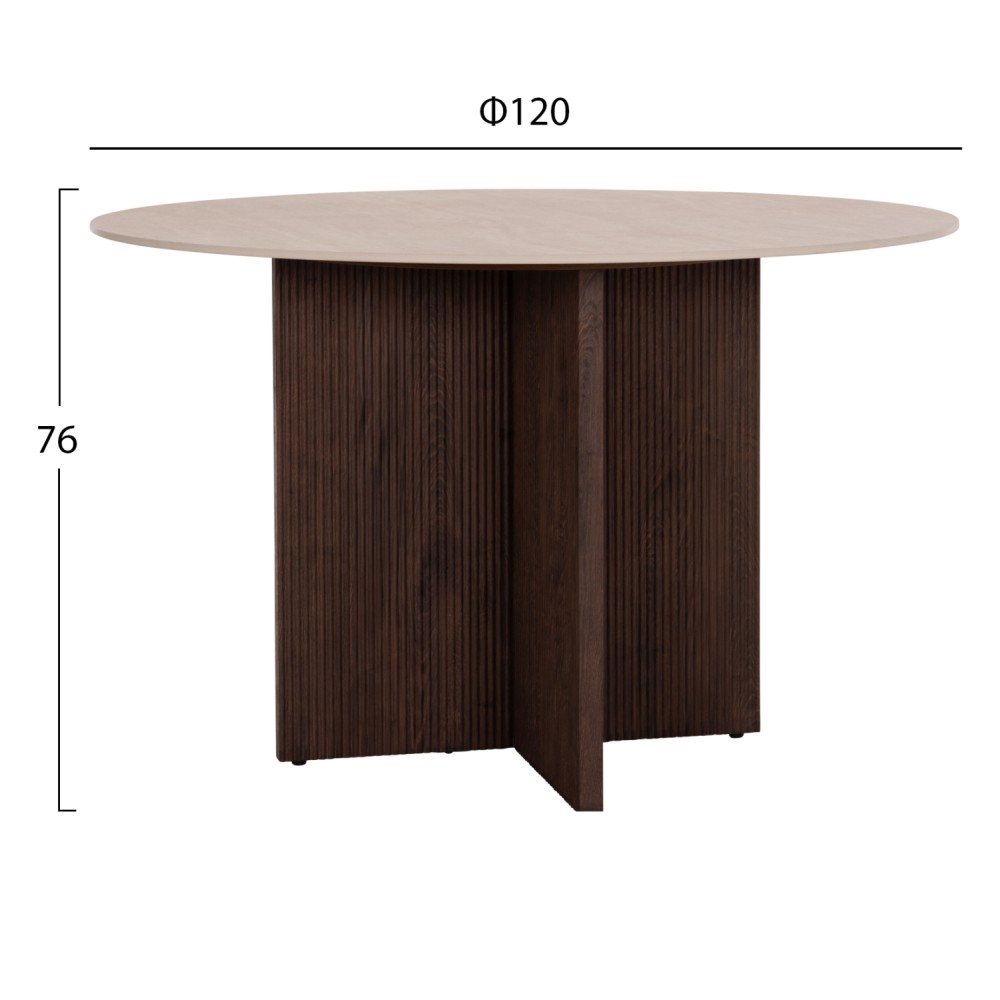 ΤΡΑΠΕΖΙ ΤΡΑΠΕΖΑΡΙΑΣ ΣΤΡΟΓΓΥΛΟ SKY HM18331 ΚΕΡΑΜΙΚΟ TOP ΟΨΗ ΤΡΑΒΕΡΤΙΝΑΣ Φ120x76Υεκ