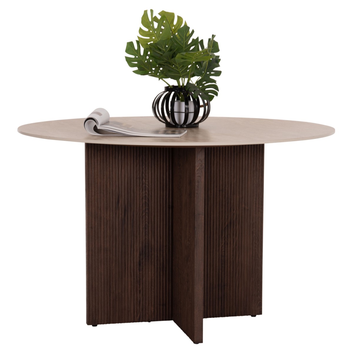 ΤΡΑΠΕΖΙ ΤΡΑΠΕΖΑΡΙΑΣ ΣΤΡΟΓΓΥΛΟ SKY HM18331 ΚΕΡΑΜΙΚΟ TOP ΟΨΗ ΤΡΑΒΕΡΤΙΝΑΣ Φ120x76Υεκ