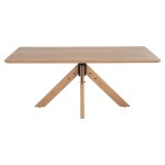 ΤΡΑΠΕΖΙ PAOLO HM9853 MDF ΜΕ ΚΑΠΛΑΜΑ ΦΡΑΞΙΝΟΥ-ΠΟΔΙΑ RUBBERWOOD-ΦΥΣΙΚΟ 180x90x75Yεκ