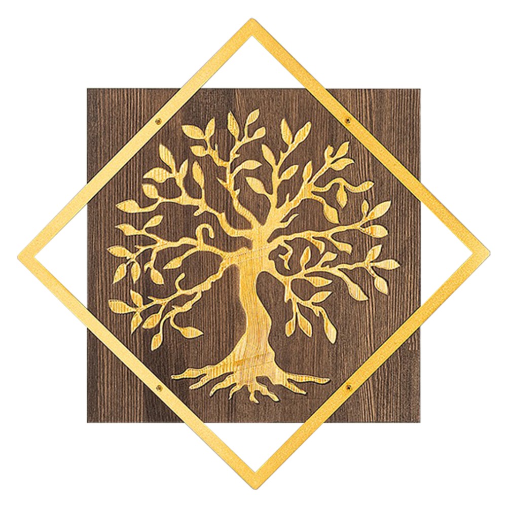 ΔΙΑΚΟΣΜΗΤΙΚΟ ΤΟΙΧΟΥ ΔΕΝΤΡΟ HM4752-ΦΥΛΛΑ ΜΕΤΑΛΛΟΥ ΧΡΥΣΑ-ΞΥΛΟ 54x3(βάθος)x54Υεκ.