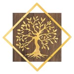 ΔΙΑΚΟΣΜΗΤΙΚΟ ΤΟΙΧΟΥ ΔΕΝΤΡΟ HM4752-ΦΥΛΛΑ ΜΕΤΑΛΛΟΥ ΧΡΥΣΑ-ΞΥΛΟ 54x3(βάθος)x54Υεκ.