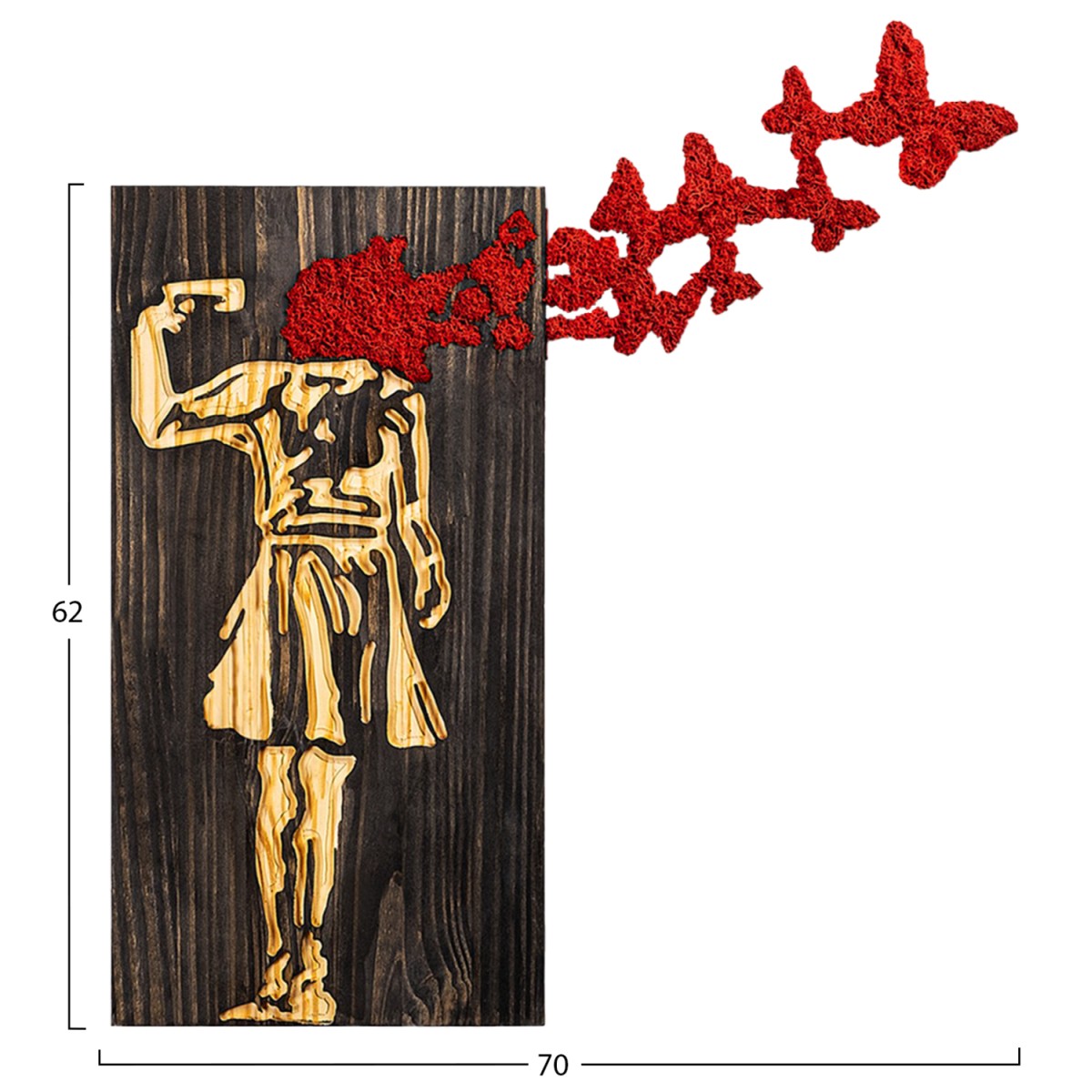 ΔΙΑΚΟΣΜΗΤΙΚΟ ΤΟΙΧΟΥ ΦΙΓΟΥΡΑ ΚΟΡΙΤΣΙΟΥ HM4755-ΦΥΛΛΑ ΜΕΤΑΛΛΟΥ-ΞΥΛΟ 62x3(βάθος)x70Υεκ.